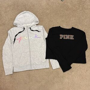 PINK Victoria's Secret Bundle - Sweatshirt & Long Sleeve T-Shirt - Size XS